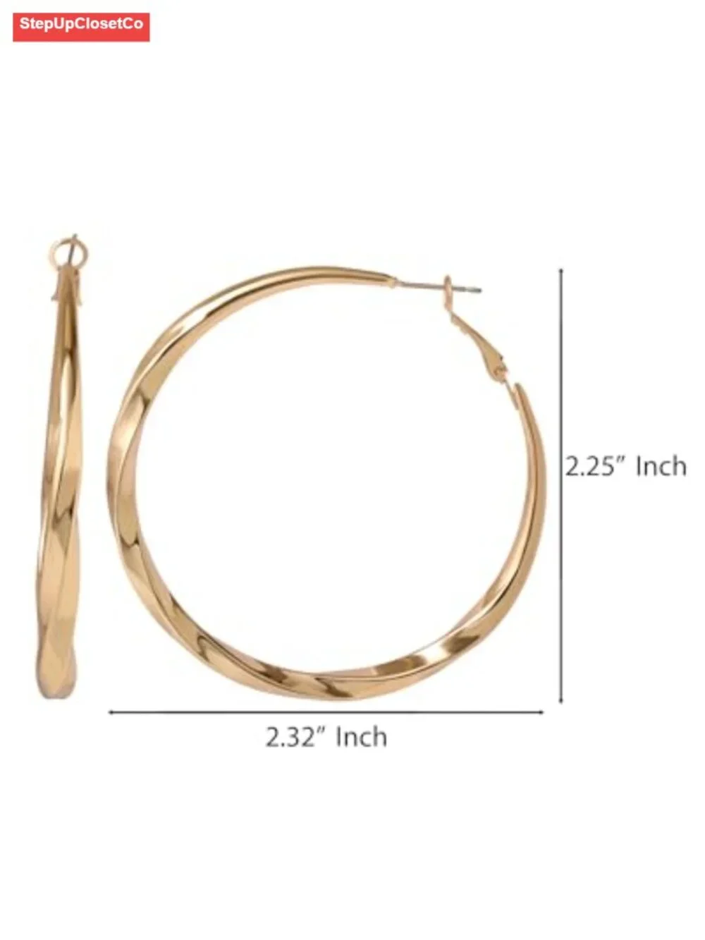 Hoop Earrings for Women Trendy Gold Tone Twisted Design Omega Back